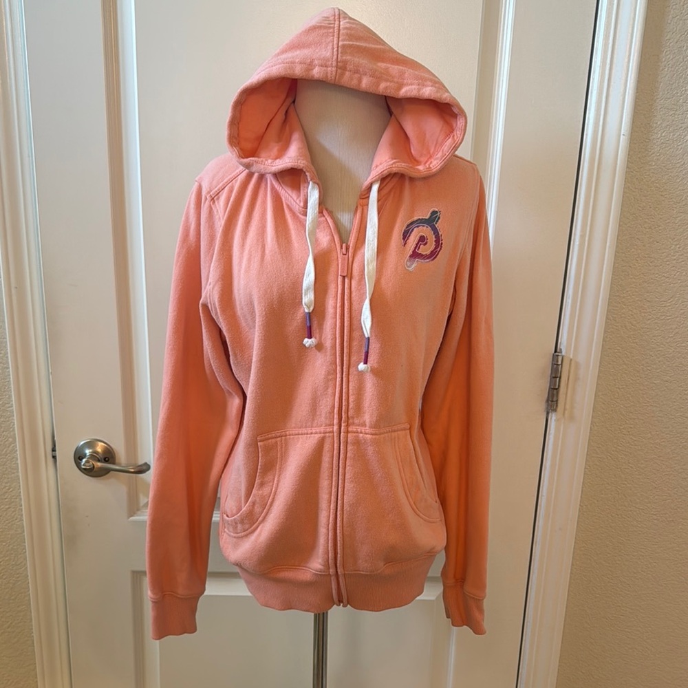 Peach Hooded Zip-Up Sweatshirt